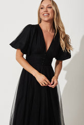 Black Tulle Juliet Midi Dress